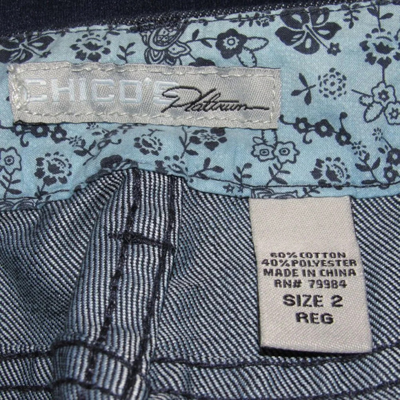 CHICO’S PLATINUM Melissa Trouser Dark Wash Jeans Size 2 (US 12) - Picture 5 of 10